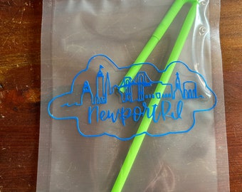 Original Drawing of Newport Skyline on a drink pouch