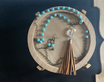 Turquoise Quartz & Suede Necklace