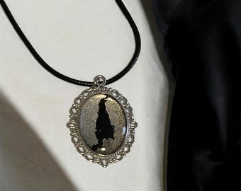 Resin Aquidneck Island silver pendant Necklace