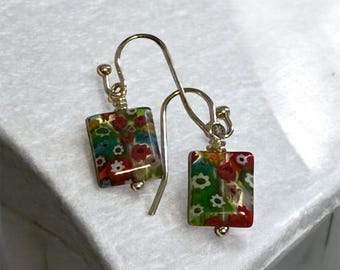 Murano glass floral earrings