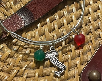 Italy bracelet with chalcedony & sea glass bead