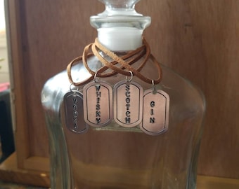 Hand stamped decanter tags