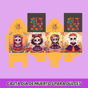 Tag der Toten Schädel Box Vorlage | Druckbare Calavera Candy Box PDF PNG | Dia de Muertos Gastgeschenk Box | Calavera Geschenkbox