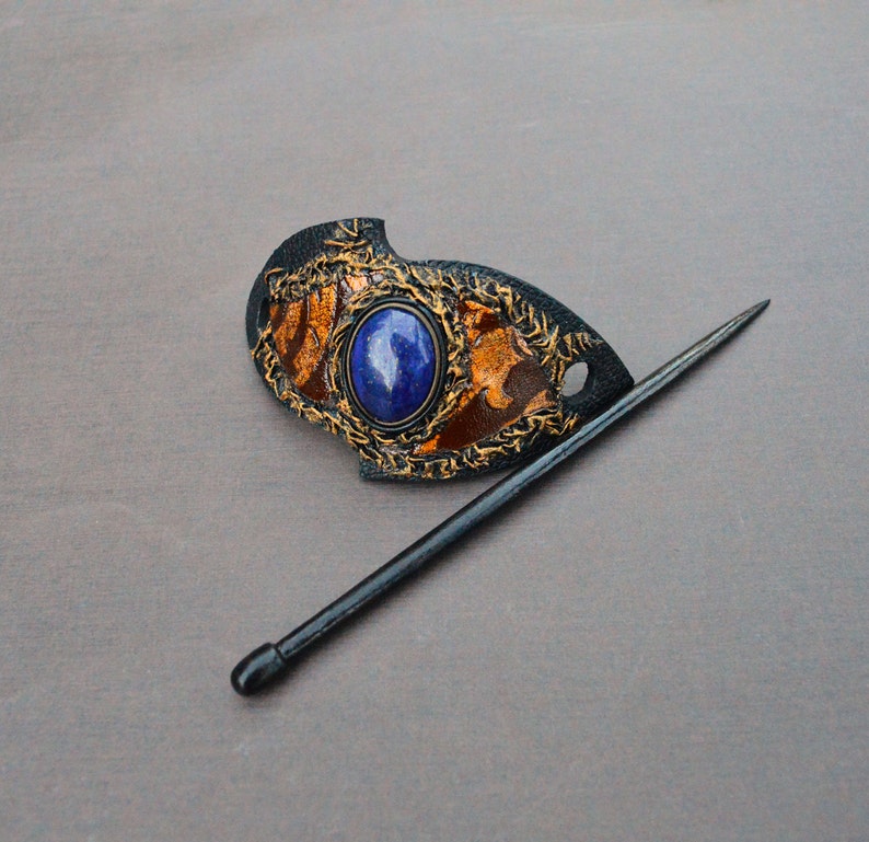 Leather Barrette Barrette With Stick Hair Barrette Etsy