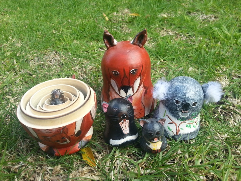 Australian Animals Nesting Dolls Babushka Matryoshka Set of 5 Etsy