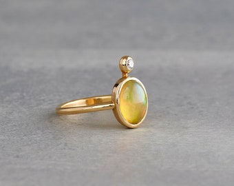 14k Gold ring, Engagement Ring, Opal Ring, Solitaire Gold Ring, Diamond Ring, Proposal Ring, gold opal ring, rainbow opal, calisto breeze