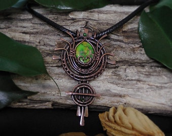 gemstone necklace, statement necklace, fantasy necklace, tribal necklace, festival jewelry celtic jewelry, viking jewelry