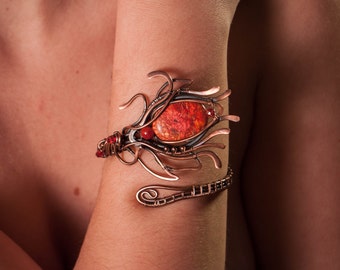 elfish jewelry, Cuff bracelet, arm bracelet, wrist bracelet, gemstone bracelet, wedding bracelet, tribal bracelet, fantasy bracelet