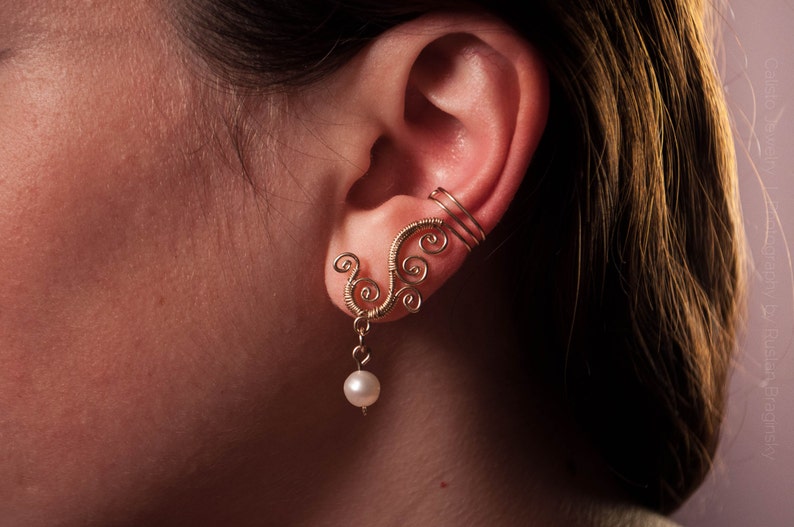 pearl earrings gold ear-cuffs wedding earrings jewelry for wedding ear cuff earrings,Calisto Breeze Christmas gift gemstone earrings