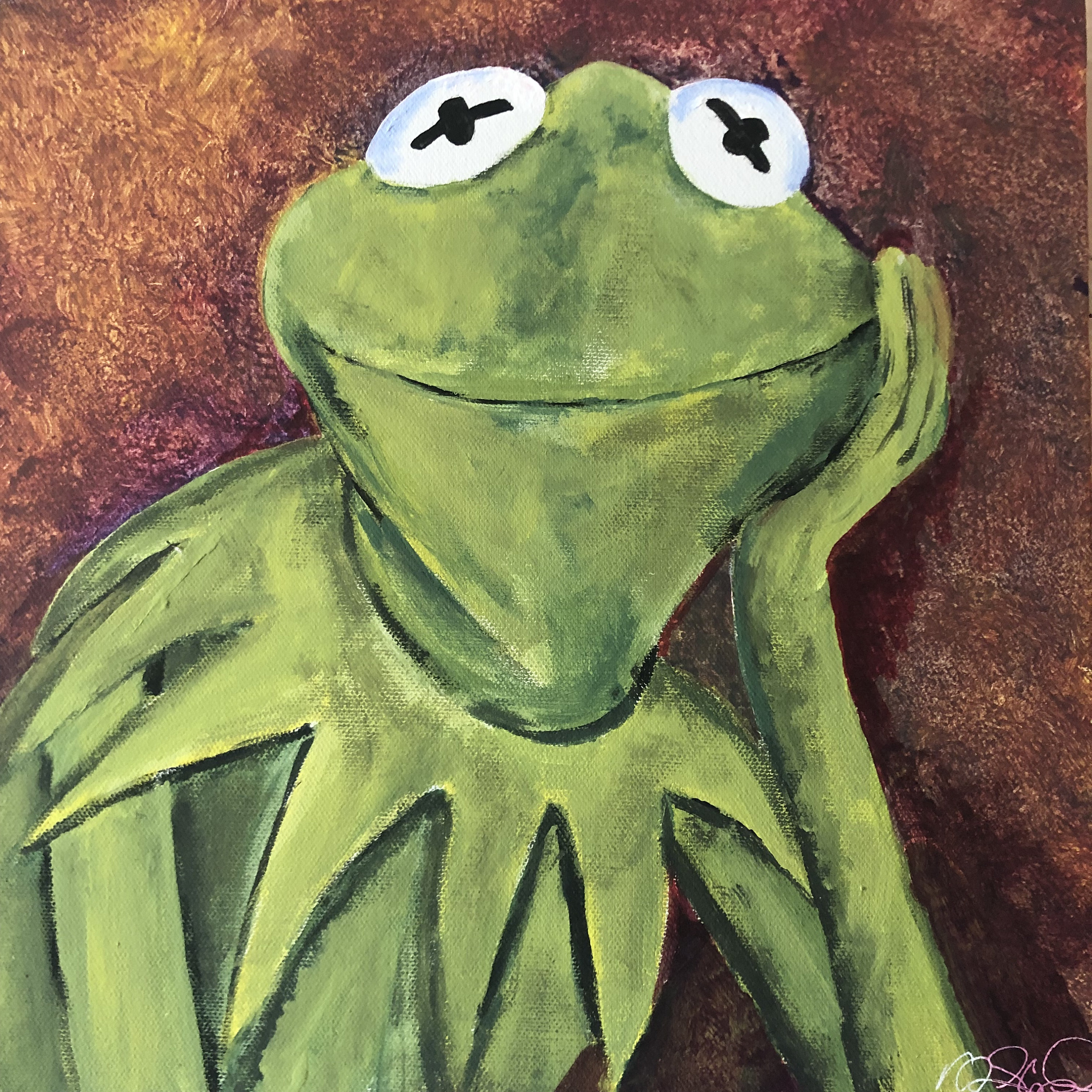 Pop Art - Kermit, La Grenouille Des Muppet Shows (Rouge) 80x80 cm