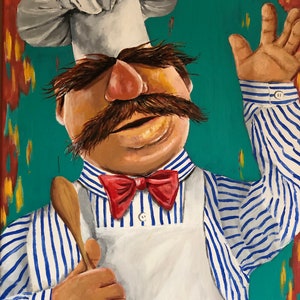 The Chef....muppets, Disney, Jim Henson, Kermit, The Swedish chef, acrylic painting, fine art
