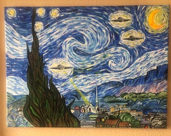 A Starry Night Visitor ....fine art, sci-fi, fantasy, Vincent van Gogh, The Starry Night