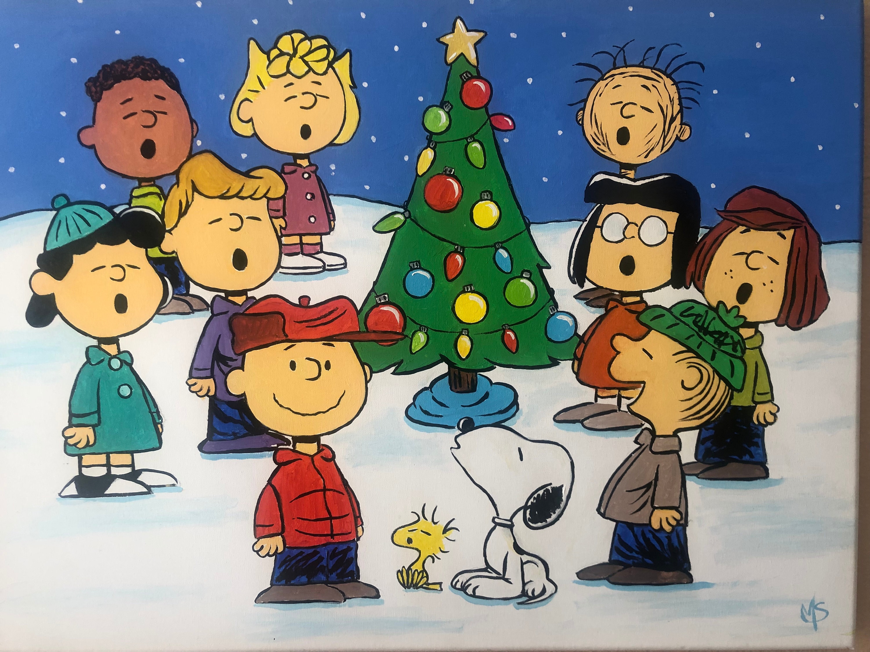Oh Christmas Tree.charlie Brown, Peanuts, Snoopy, Classic,fine Art