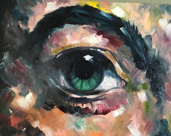 Green Eye...oil painting, painterly art, eye portrait, portrait painting