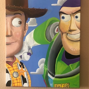 Pals ...Toy Story, Buzz Lightyear, Woody, Pixar, Disney, Disney classic, acrylic painting, fine art, fantasy