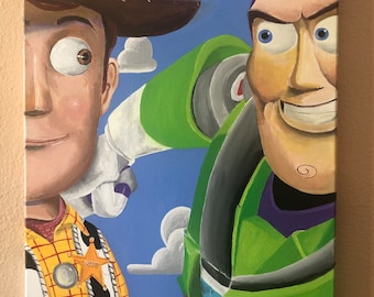 Pals ...Toy Story, Buzz Lightyear, Woody, Pixar, Disney, Disney classic, acrylic painting, fine art, fantasy