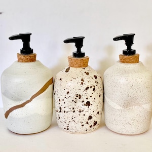 Handmade Artisan Ceramic Soap Dispenser: modern minimal eco-friendly soap bottle
