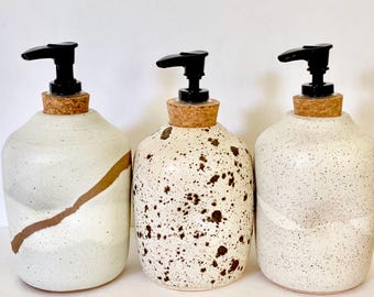 Handmade Artisan Ceramic Soap Dispenser | modern minimal organic pottery soap bottle