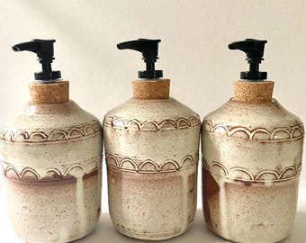 Handmade Artisan Ceramic Soap Dispenser: boho organic  eco-friendly bottle