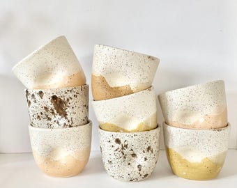 ceramic handmade thumb cups: modern artisan  12 oz + 8 oz MADE TO ORDER