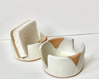 handmade ceramic sponge holder: modern minimal style