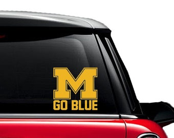 UofM University of Michigan Wolverines Go Blue- Decal - Car - Mac - Mug Free Shipping