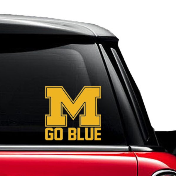 UofM University of Michigan Wolverines Go Blue- Decal - Car - Mac - Mug Free Shipping