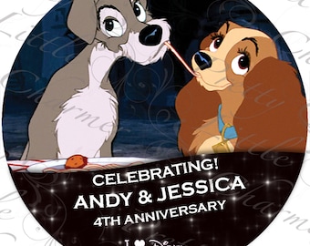 Celebrating Anniversary Lady and the Tramp Disney Button