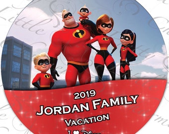 Incredibles Family Vacation Custom Disney Button