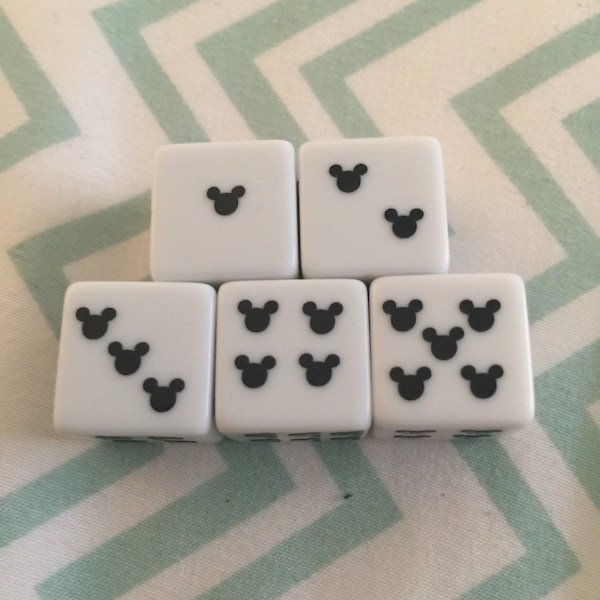 Mickey Mouse Dice Lot of 5 great for gifts and fish extender