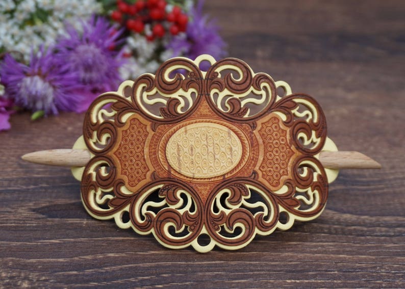Wooden barrettes french barrette wood hair barrettes custom Etsy