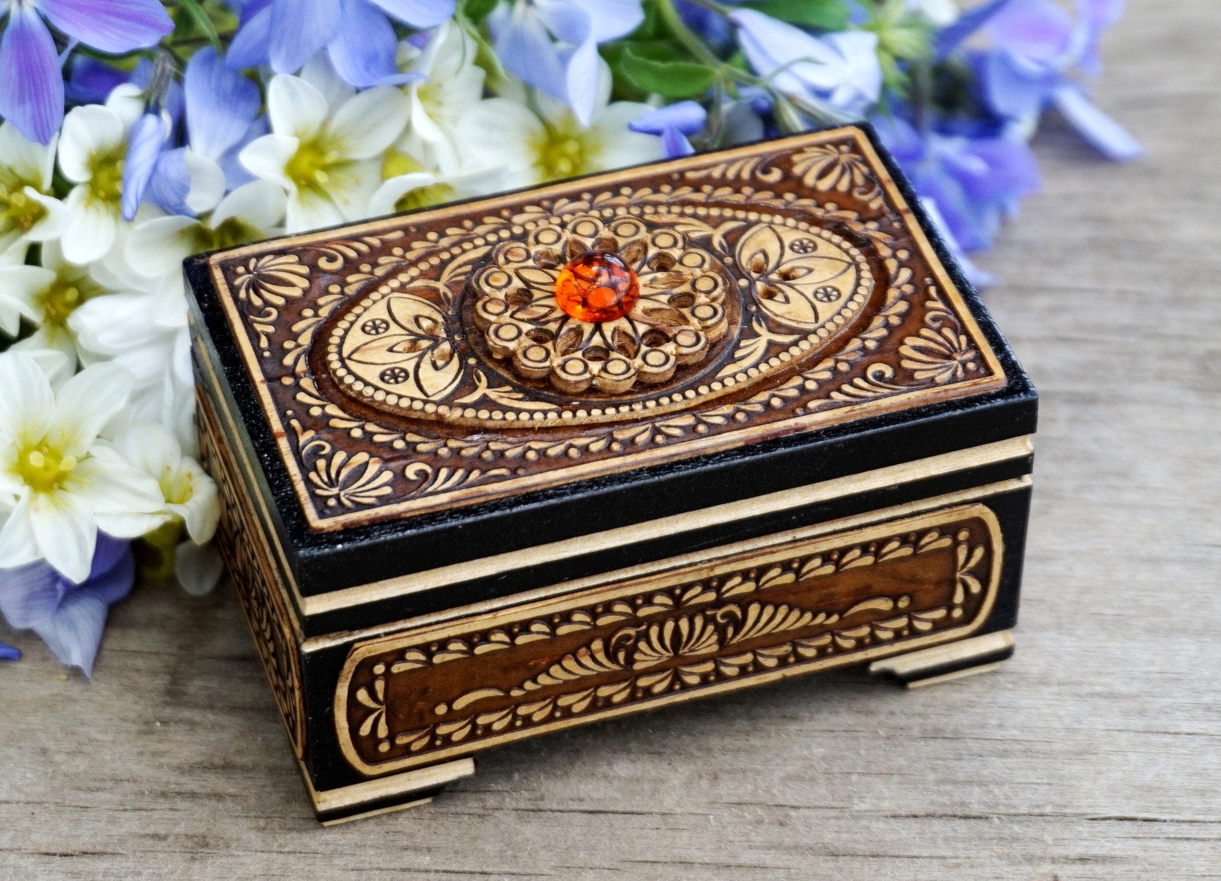 engraved jewelry box wooden jewelry box treasure box small Etsy