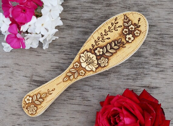Natural Bristle Brush Wooden Hair Brush Anti Static Etsy