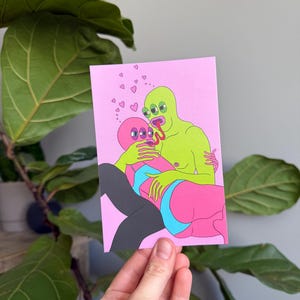 Carte postale extraterrestres amoureux