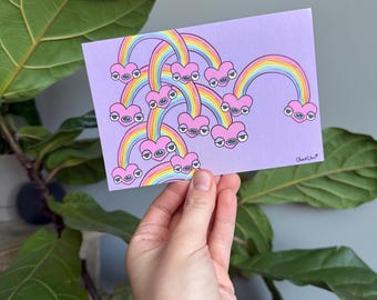 Rainbow Hearts Postcard