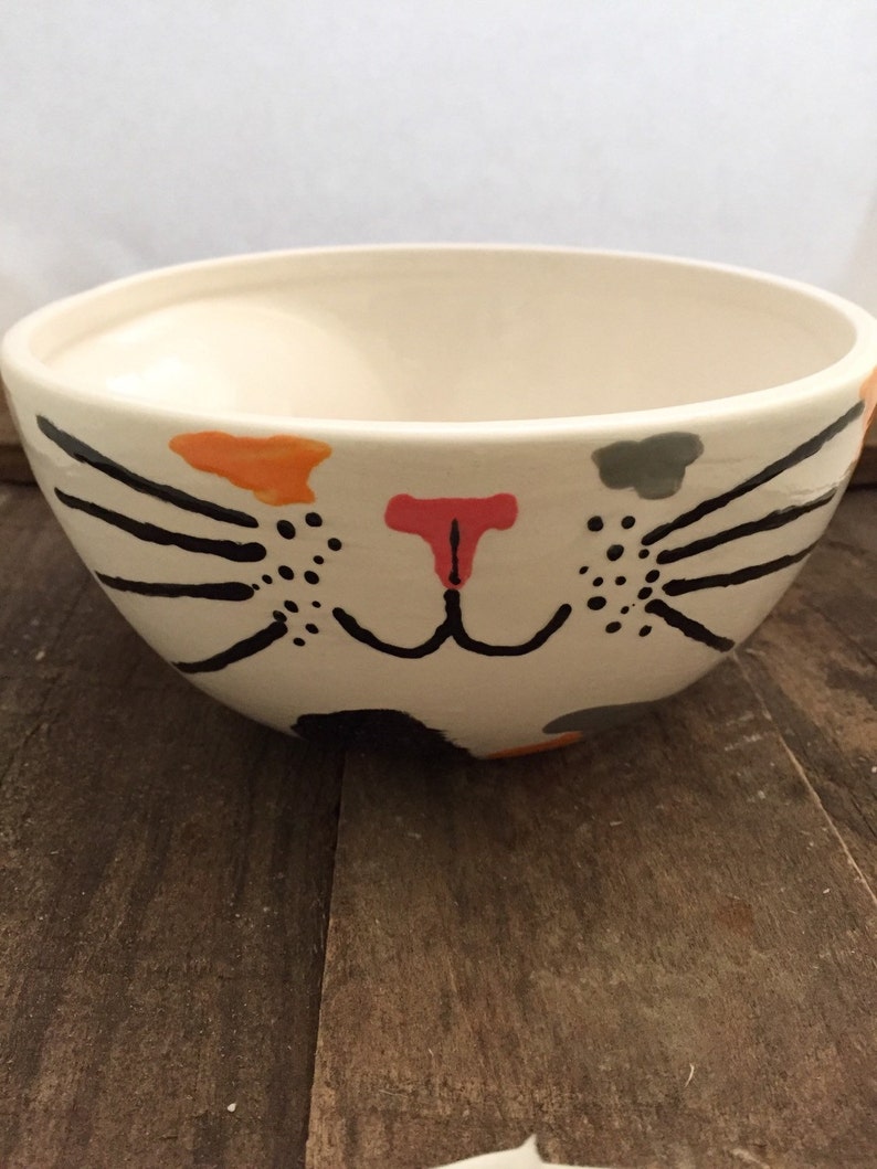 Cat Soup Bowl With Handle Calico Cat Face Bowl Cat Soup Bowl Etsy