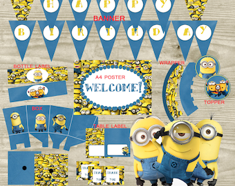 minions party decoration party kit minions minion printables