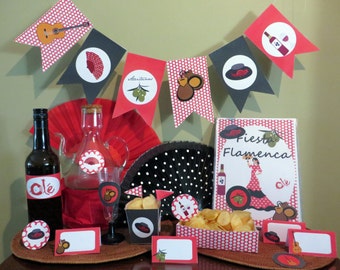 Decorazione flamenco party kit stampabile sivigliana decorazione sevillana