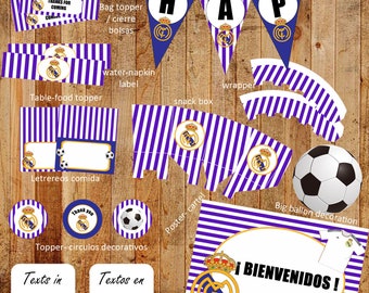 Decoration party Real Madrid, kit printable soccer football