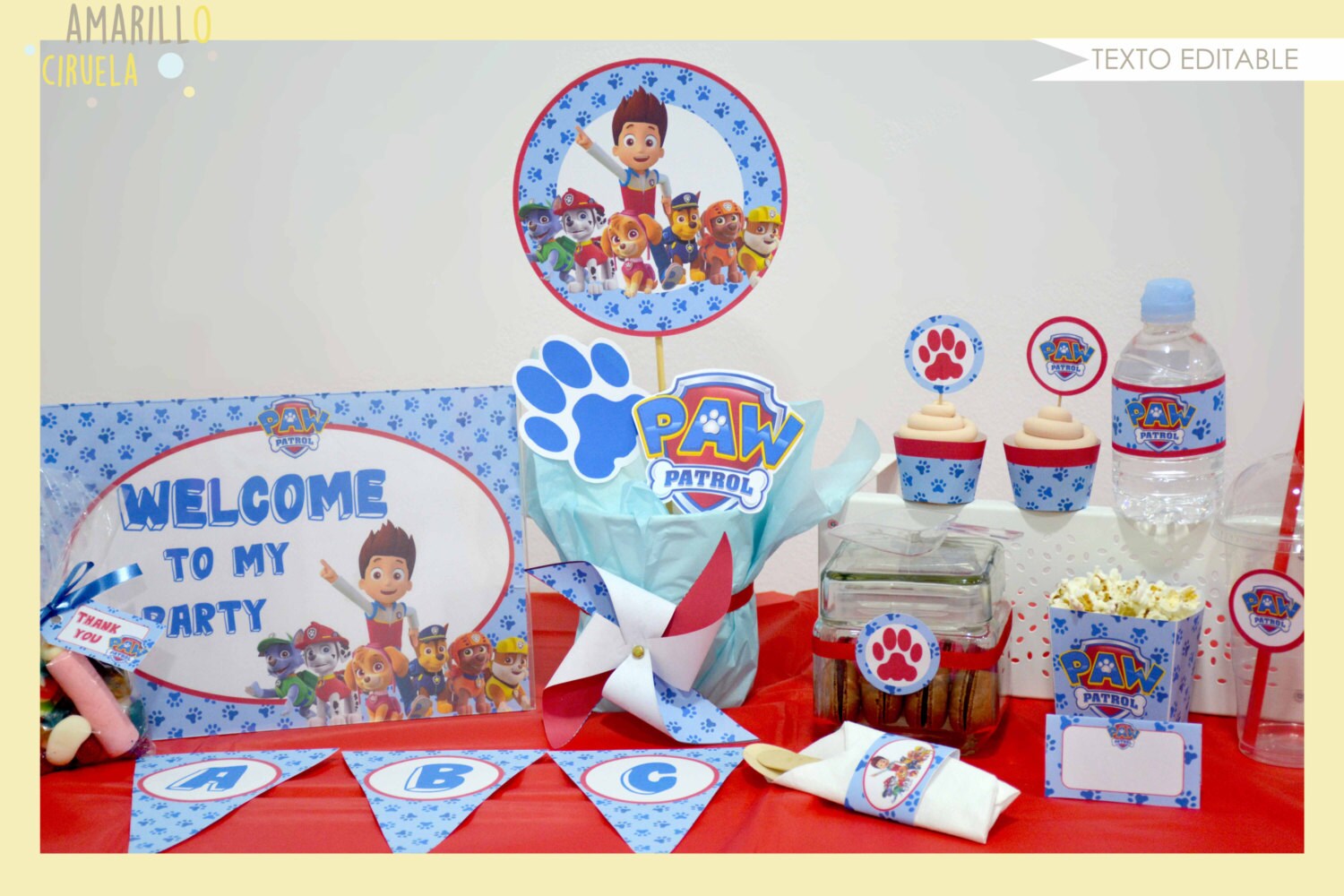 Paw patrol party kit printable paw patrol paw candy buffet Etsy