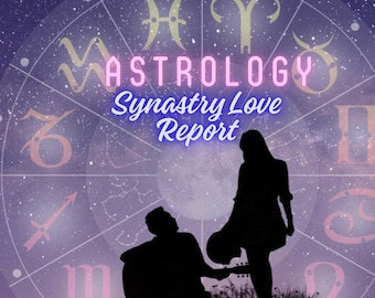 Informe astrológico de sinastría: Lectura personalizada de compatibilidad amorosa (descarga digital)
