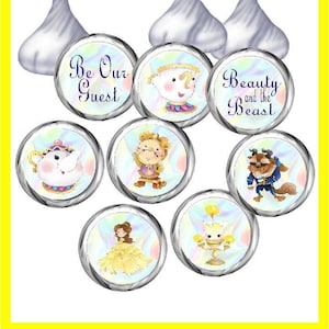Beauty and the Beast Hershey kiss label, beauty and the beast chocolate kiss, beauty and the beast party favor, printable stickers