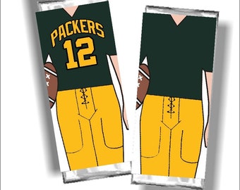 Packers Football Printable Candy Bar Wrapper, Football Party Favor, - Etsy