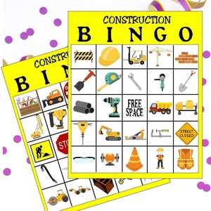 Construction Party Construction Bingo Printable Party Game