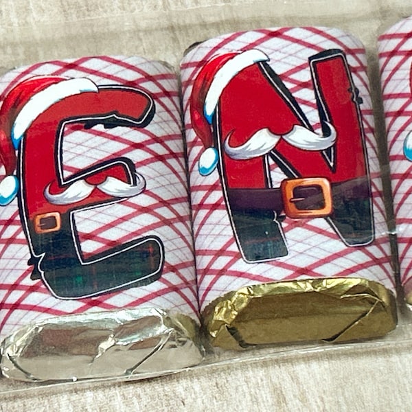 DIY Santa Claus Christmas Candy Bar Wrapper Personalized Name Stocking Stuffer Candy Treat