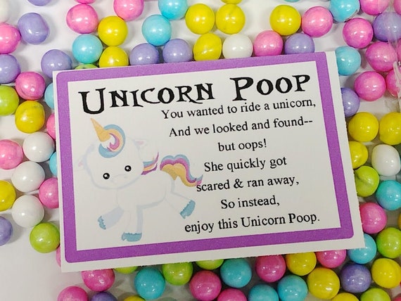 Unicorn Poop Party Favor Printable Bag Topper Birthday | Etsy