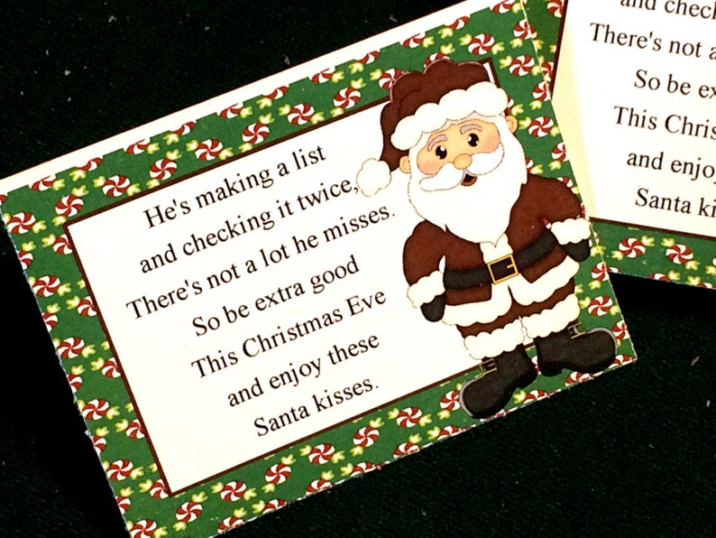 santa kisses candy bag topper printable etsy