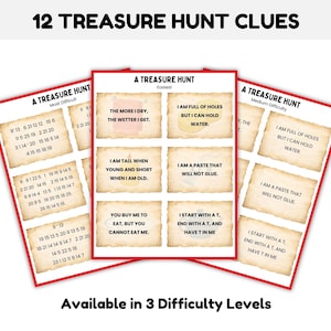 Pirate Treasure Hunt Game, Ahoy Matey! Pirate Game for Kids, Pirate Party Printable Game, Treasure Chest Treasure Clues