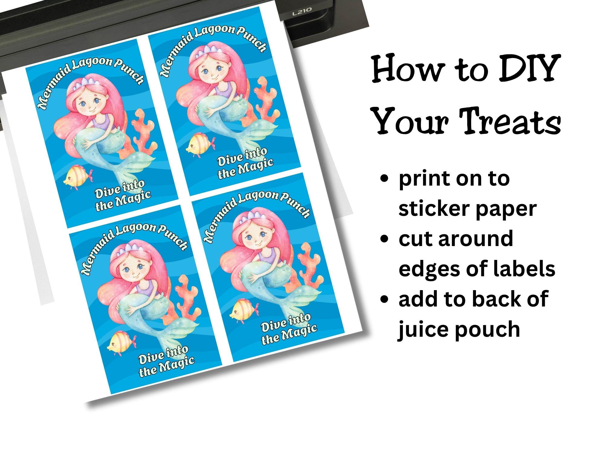 Mermaid Capri Sun Label Printable, Mermaid Party Favor, Under the Sea ...