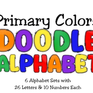 Clip de alfabeto de colores primarios, alfabeto de letras dibujadas a mano PNG, paquete de alfabeto de álbum de recortes de alfabeto colorido, alfabetos de garabatos escolares